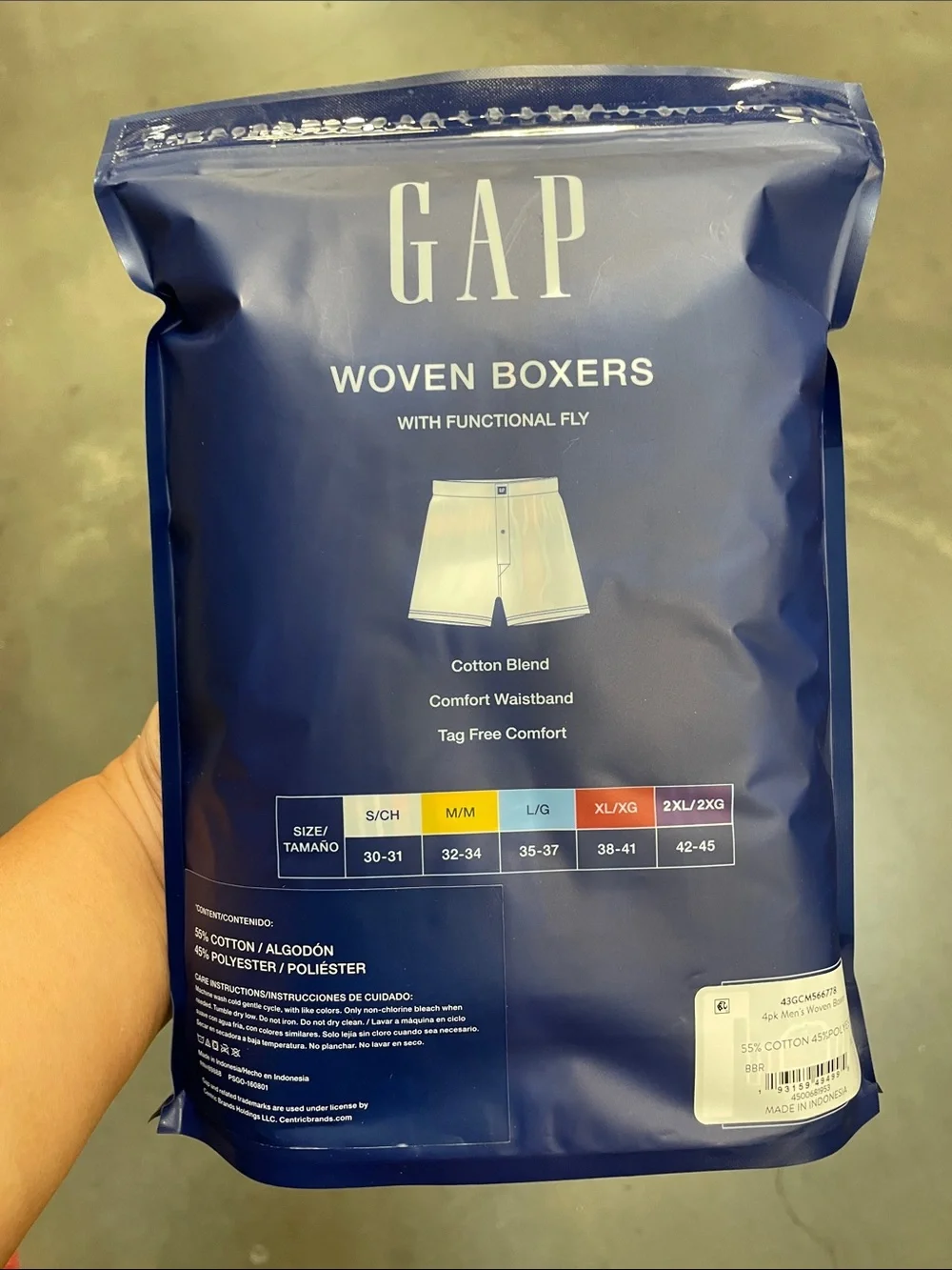 GAP Men's 4-Pack Woven Boxers Red & Blue Plaid XL